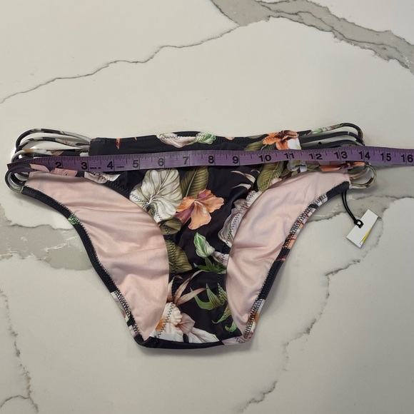Shade & Shore Bikini bottoms rouched floral sz S - Picture 2 of 6